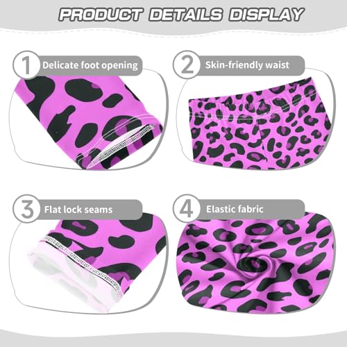 Pink Leopard Print Girls Leggings Ultra Soft Compression Yoga Gym Pants for Kids 4-10T3