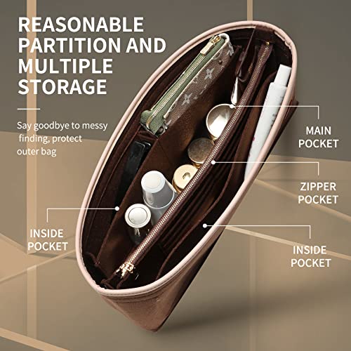 Image of Doxo Purse Organizer Insert & Base Shaper, Felt Handbag & Tote Bag Fit LV Graceful(Brown,SM)