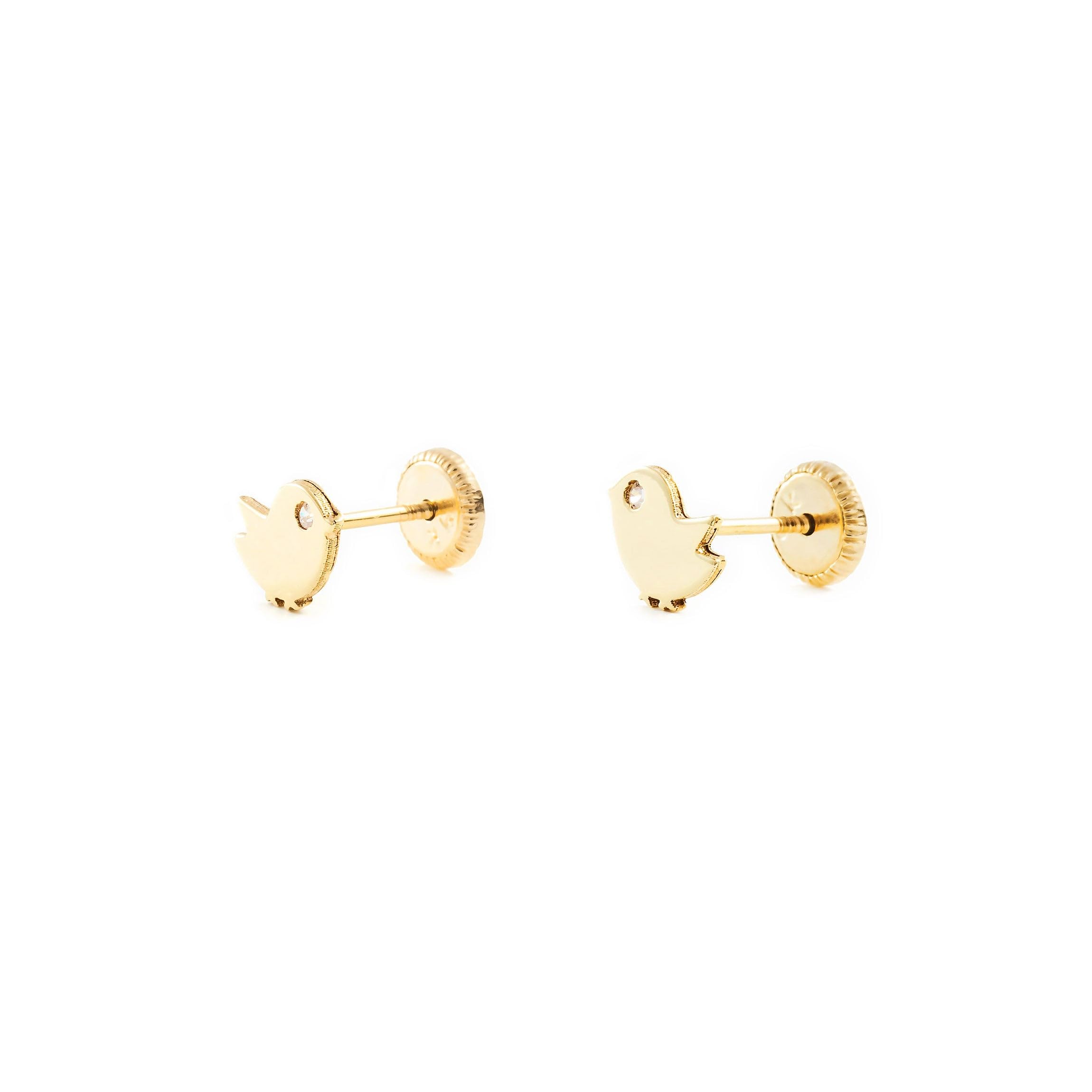Damen & Kinder Vogel Ohrstecker - Gelbgold 9 Karat (375) - Geschenkbox - Garantiezertifikat
