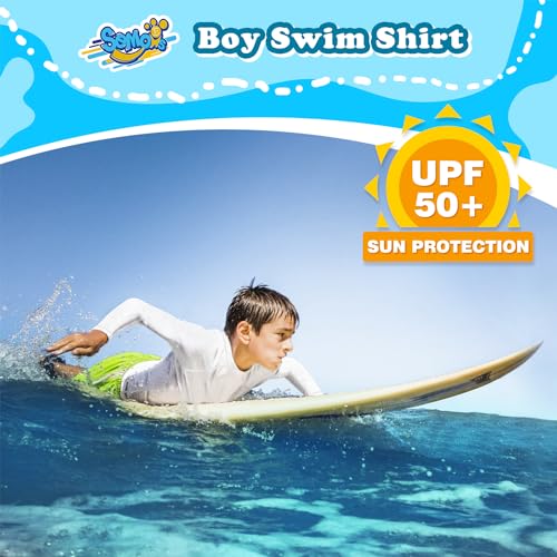 Image of Boys' Rash Guard Long Sleeve UPF 50 Sun Shirts for Toddler Kids Youth Water Swimming Rashguard