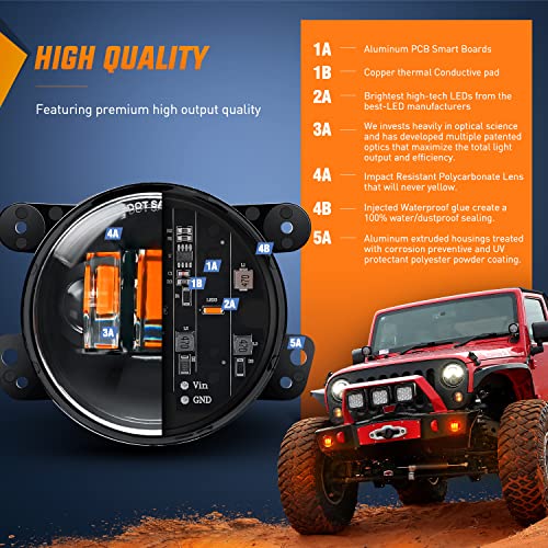 Image of Nilight 4 Inch LED Fog Light Assembly Compatible with 2007 2008 2009 2010 2011 2012 2013 2014 2015 2016 2017 2018 Jeep Wrangler JK Unlimited JKU w /Conversion Cable Amber Lamps