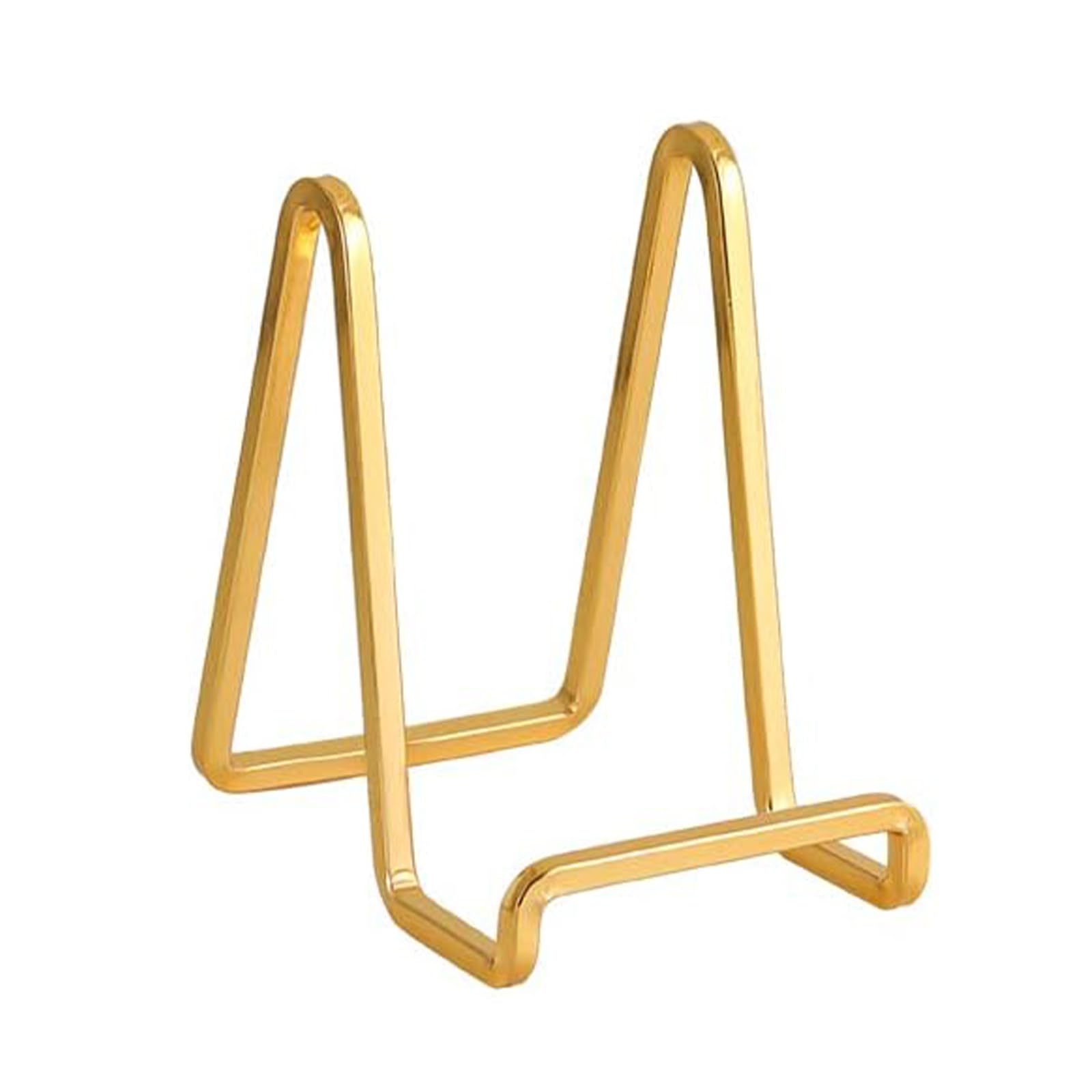 Photo 1 of Plate Holder Easel Display Stand - 4.5 inch Metal Plate Stands for Display - Tabletop Picture Stand - Gold Iron Easels for Display Pictures | Photo Frames | Book | Decorative Plates | Plaque - 1 Pack