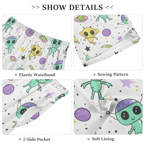 ALAZA Alien Starry Solar System Planet Pajama Shorts Sleep Shorts Pant Lounge Pajama Bottoms Elastic Waist with Pockets3