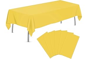 6 Pack Bright Yellow Plastic Tablecloths