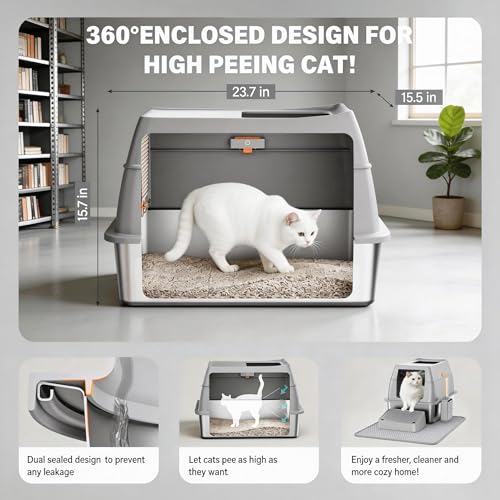 Caja de arena de acero inoxidable para gato extra grande miniatura 4