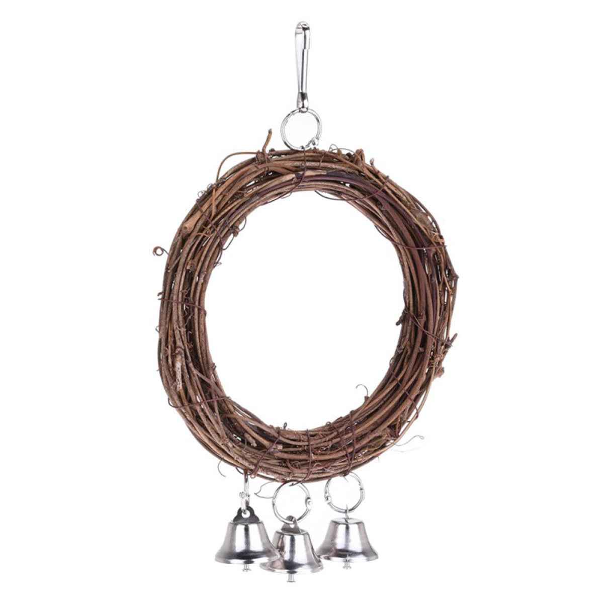 Angoily 2pezzi Altalena Per Uccelli Rattan Con Campanelli e Pervinca Legno Giocattolo Per Pappagalli e Parrocchetti Casuali