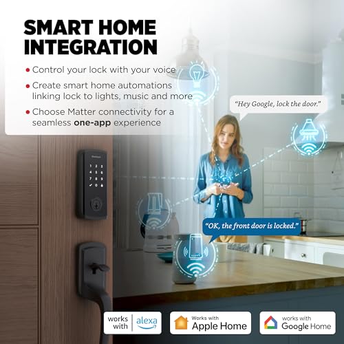 Image of Kwikset Halo Select Smart Lock Keyless Entry Door Lock Wi-Fi and Matter Enabled Deadbolt No Hub Needed, Geofence Auto-Unlock, Grade AAA Certified, Easy Install, Matte Black Lifetime Finish Warranty