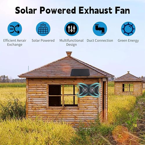 Ventilador de extracción para baño con energía solar, ventilador profesional eficiente para ático, caseta para perros, cobertizo y gallinero, 5 W miniatura 2
