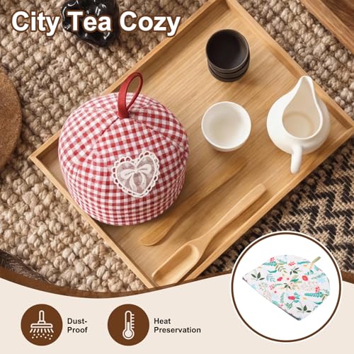 Funda de té hecha a mano uxcell textil aislante de algodón multicolor premium 7