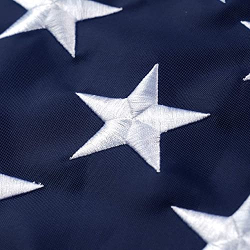 3x5 feet American Flag Using Tough, Long Lasting Nylon Built for Outdoor Use, UV Protected and Featuring Embroidered Stars and Sewn Stripes Plus Superior Quadruple Stitching on Fly End