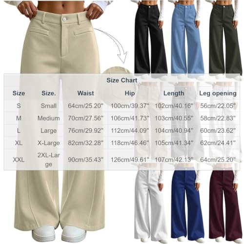 Wide Leg Pants for Women High Waisted Button Closure Business Trousers - image 4