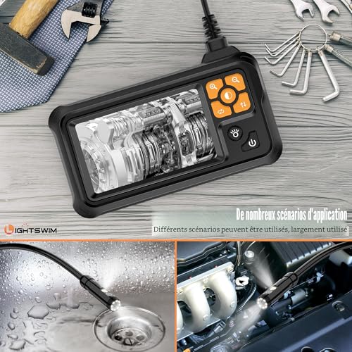 Endoscope numérique HD 1080p avec écran IPS caméra d'inspection IP67
