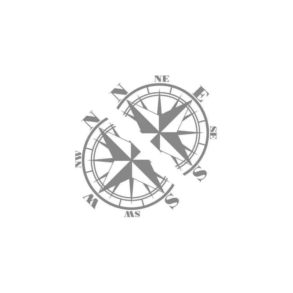 2PCS Car Side Body Stickers Auto Body Vinyl Compass Decals(Glossy Gray)