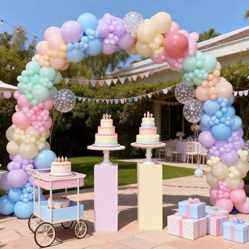 Image of Pastel Balloons, 50 Pcs Colorful for Girls Birthday Baby Shower Party Decor
