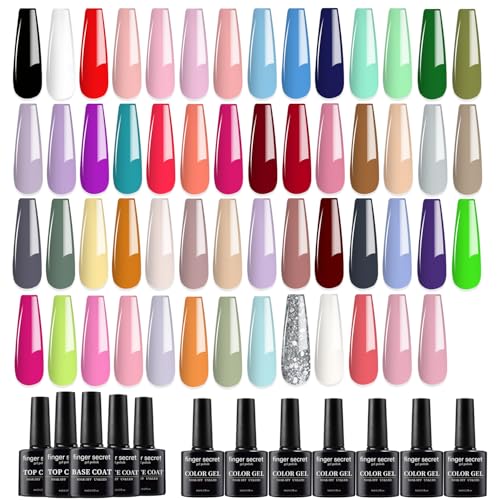 60Pcs Gel Nail Polish Set, 55Colors Nail Painting Art DIY Four Seasons, 8ml each Lasting and Durable Soak Off UV Gel Nail Polish Kit Ideal Perfect Nails for Nail Salon Home