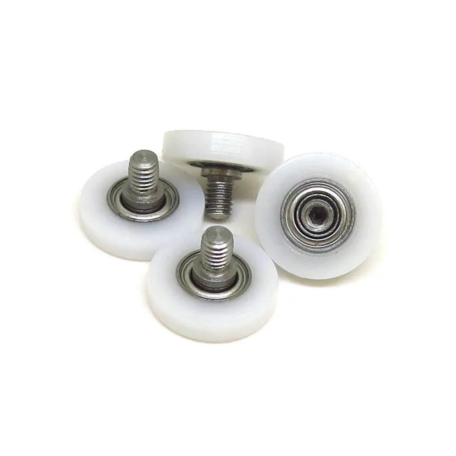 FQJYXWEWL 5 Pieces 12mm Diameter POM Bolt Pulley with M3 Thread BS68312-3C1L4M3 External Thread Link Nylon Wheel 12xM3 Drawer Plastic Roller(OD12 x W3 x M3)