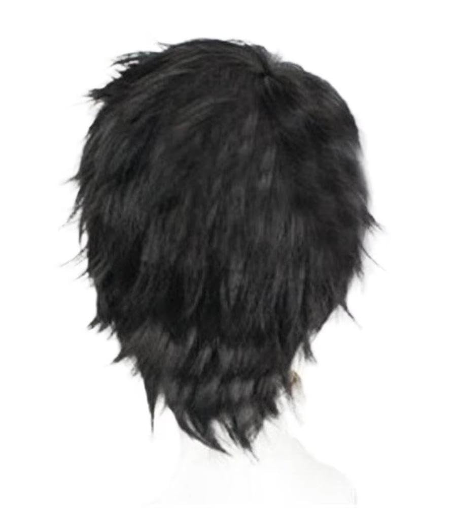 Accesorios Pelucas Peluca Fibra Resistente Al Calor Para Hombre Corta Rizada Mullida En Capas Rizada Negra 11,81''