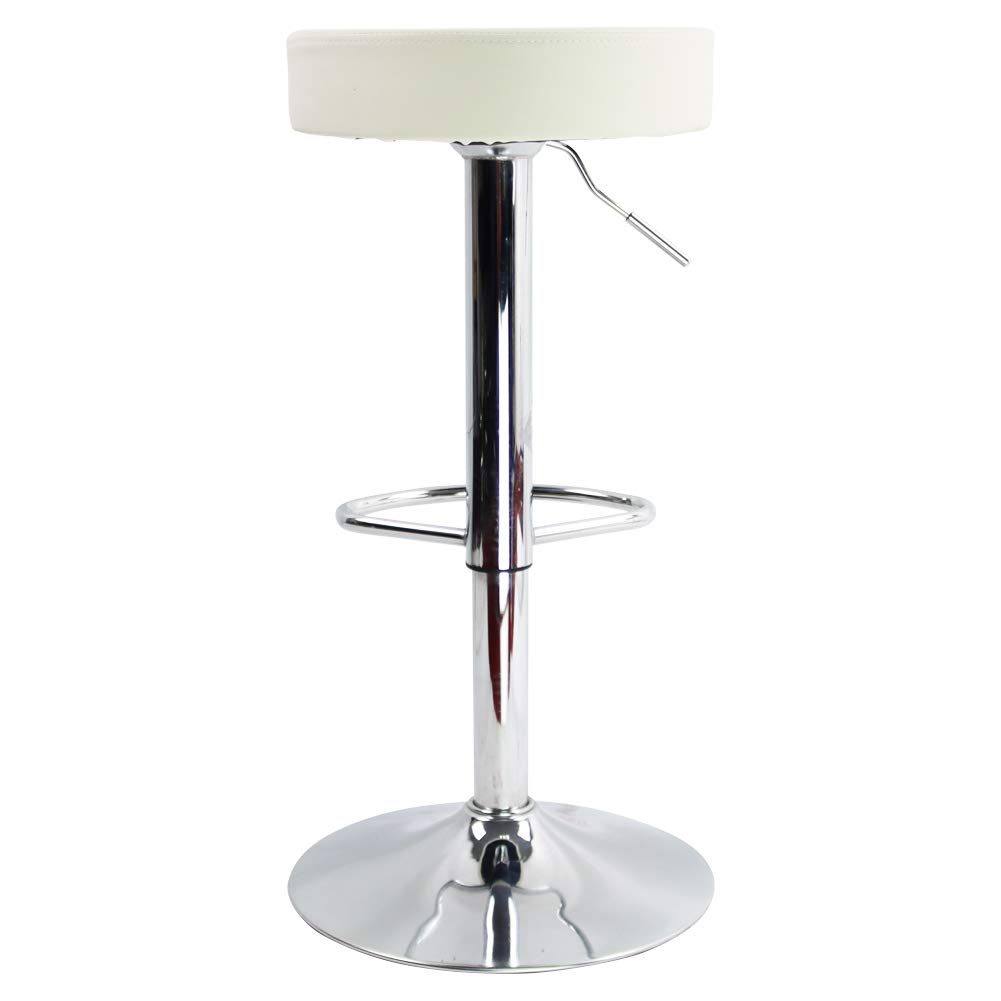 KKTONER Taburete de Bar Regulable en Altura Giratorio Taburete de Trabajo Taburete de Oficina Cuero PU Blanco