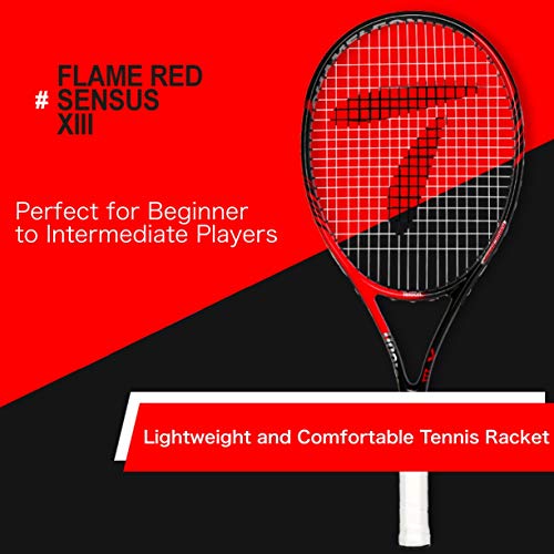 Teloon Sensus Series | Triple Shock Absorption | Adult Tennis Racquet, Women Tennis Racket Includes Bag Cover, Shock Absorber, Tennis Grip (Flame Red) #TOP3