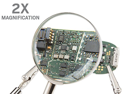 Stanz (TM) Helping Third Hand with Magnifier 2.5X Magnifying Glass Soldering Stand with Dual Adjustable Alligator Clips for Welding, Jewelry, Small Precision Projects Inspection, Heavy Weight Base - Image 3