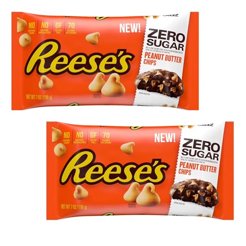 Reese's Zero Sugar Peanut Butter Baking Chips - Pack of 2 - Great for Baking and Making Traditions With Family Around the Holiday Season