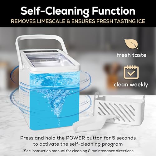 Igloo Automatic Self-Cleaning Portable Electric Countertop Ice Maker Machine with Handle, 26 Pounds in 24 Hours, 9 Ice Cubes Ready in 7 Minutes, with Ice Scoop and Basket