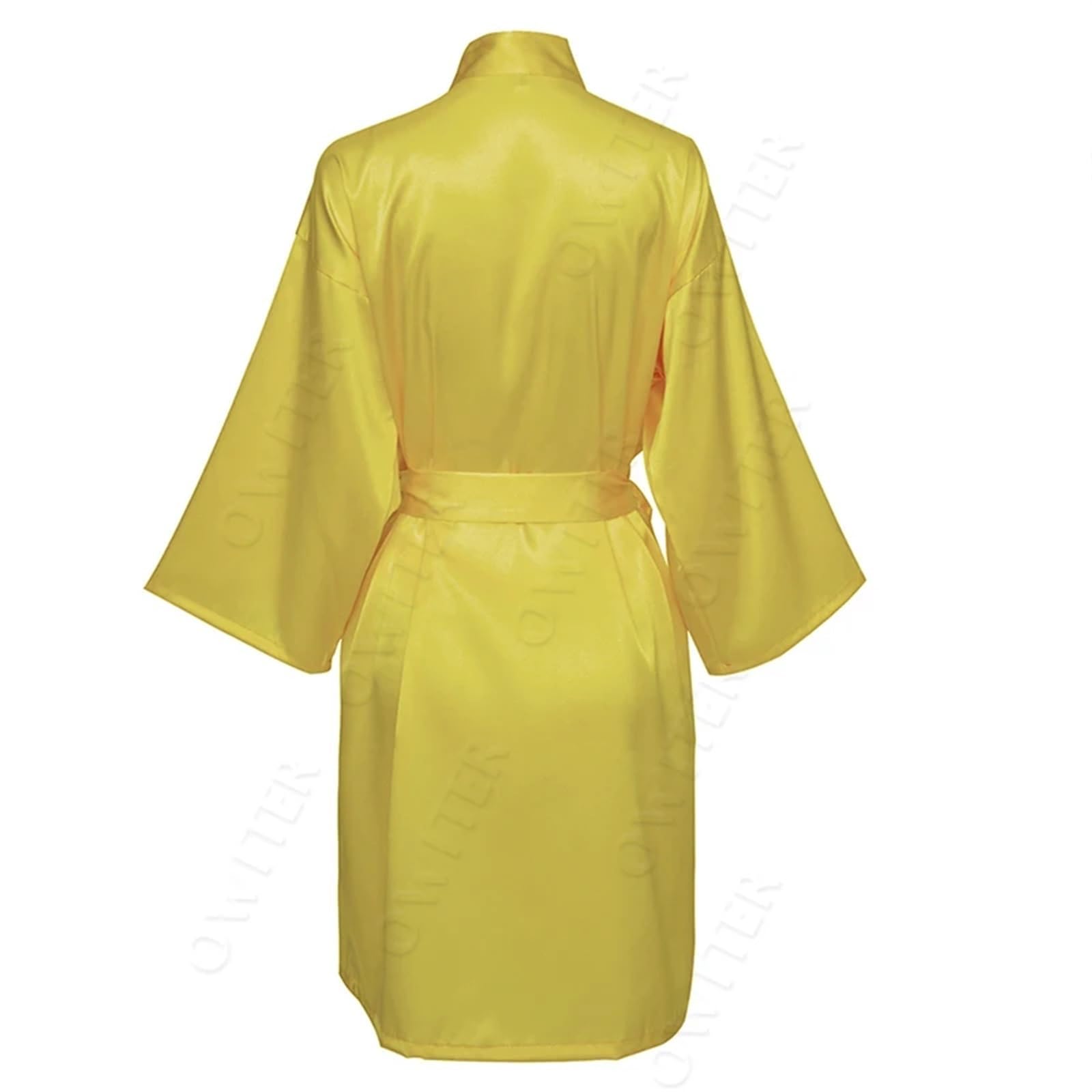 Albornoz de Satén para Mujer Batas de Dama de Honor, satén for Novia, Ropa de Dormir(Yellow,Customize Your Text)