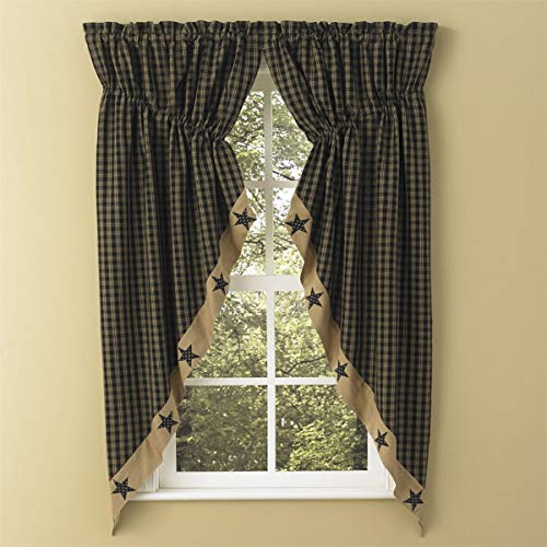 Park Designs Black Sturbridge Patch Lined Gathered Swag 72x63