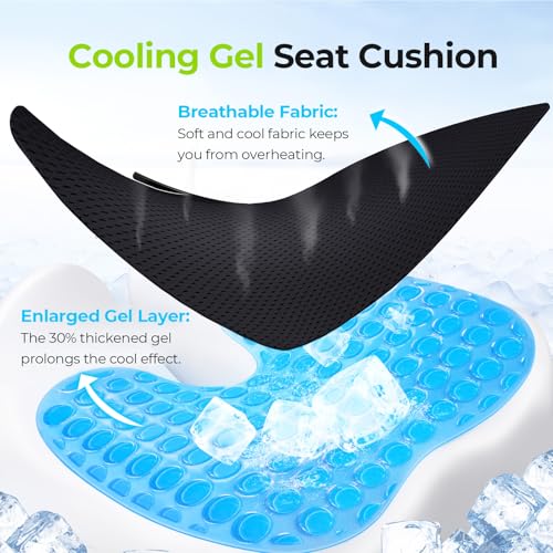Auvon SO7632 Multi-Layer Gel Cushion For Ideal Support And Softness, Pressure Relief Cooling Memory Foam Coccyx Cushion For Sciatica And Tailbone Pain Relief, Anti-Slip Back Relief Cushion For Office, Car thumb #1