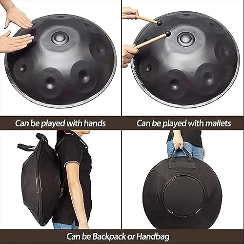 Handpan Drum, Hand Pan en Re menor, 440 Hz D Minor Steel Hand Drum Profesional con bolsa, mazo y soporte miniatura 4