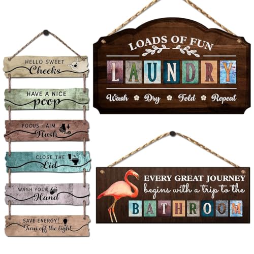 Image of Chaka Chaundh - Kitchen Plaque Quotes Wall Hanging Decor - Restaurant Quotes Sign Board Decor - Dining Quotes Sign Wall Plates Decor Items - Set of 3 (Bath-Laundry-Set)