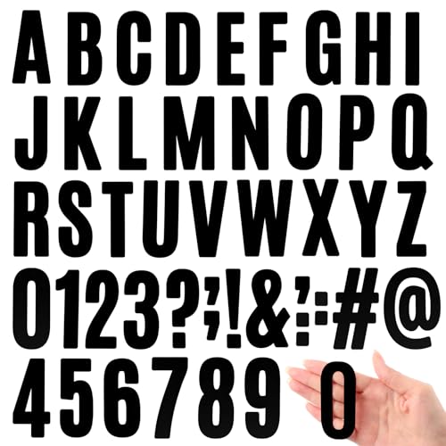 Image of Qilery 32 Sheets 3 Inch Letter and Number Stickers Self Adhesive Vinyl Letters Alphabet Stickers Big Font Letters Number Tags for School Classroom Home Mailbox Decor (Black)