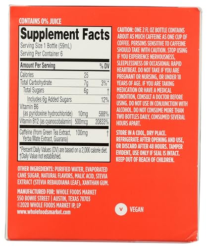 Image of 365 by Whole Foods Market Pomegranate Energy Shot, 2 Fl Oz, 6 Count