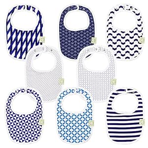 8-Pack Organic Baby Bibs for Girls & Boys – Teething Baby Bibs for Boy, Girl – Newborn Bibs for Baby Girl, Boy (Azure)