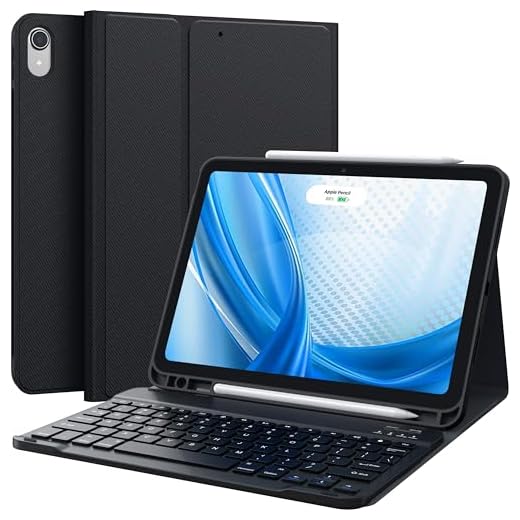 iPad Air 4th Generation Case with Keyboard, iPad Pro 11 Keyboard Case 2018 - Detachable Wireless Keyboard - Pencil Holder - Flip Stand Cover for iPad Pro 11 1st Gen/iPad Air 4 10.9 Inch 2020, Black