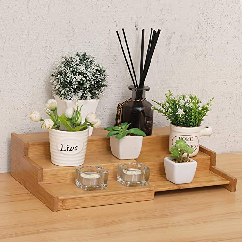 YCOCO Spice Racks for Kitchen Cabinets,Bamboo 3 Tier Expandable Spice Shelf Organizer for Kitchen Countertop and Cabinet,Step Spice Holder for Jars Seasonings and Spice Bottles - Thumbnail 6
