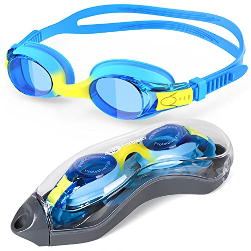 Findway Kinder Schwimmbrille, Schwimmbrille für Kinder Jungen Mädchen-Alter 3 4 5 6 7 8 9 10 Jahre-Antibeschlag UV Schutz HD Kein Auslaufen Breite Sicht Cover