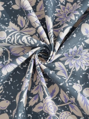 Image of Cortina Leaf Light-Filtering 100% Cotton Curtains 9 feet Long Set of 2 for Long Door [ Opacity: 50-60%, Color: Grey, 180 GSM ]