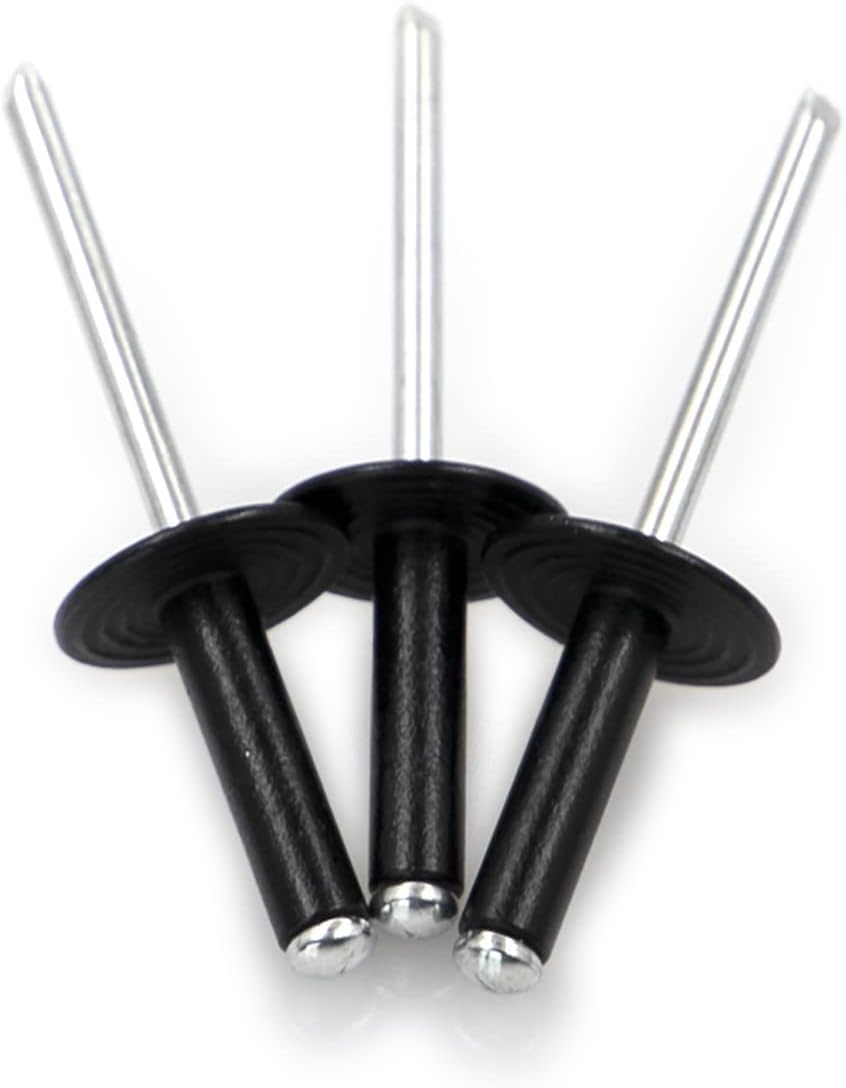 50pcs Black Large flange blind rivets, Aluminum,Flange Diameter 5/8" (16 mm),Pop Rivets Assortment Kit Blind Rivet,3/16" x 1" Inch,grip range(15-20mm)
