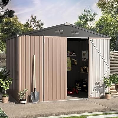 U-MAX 8x6 Sheds Storage Sheds & Outdoor Storage, Small Outdoor Storage Garden Shed Outside Shed kit, Galvanized Metal Utility Shed for Backyard, Patio and Lawn