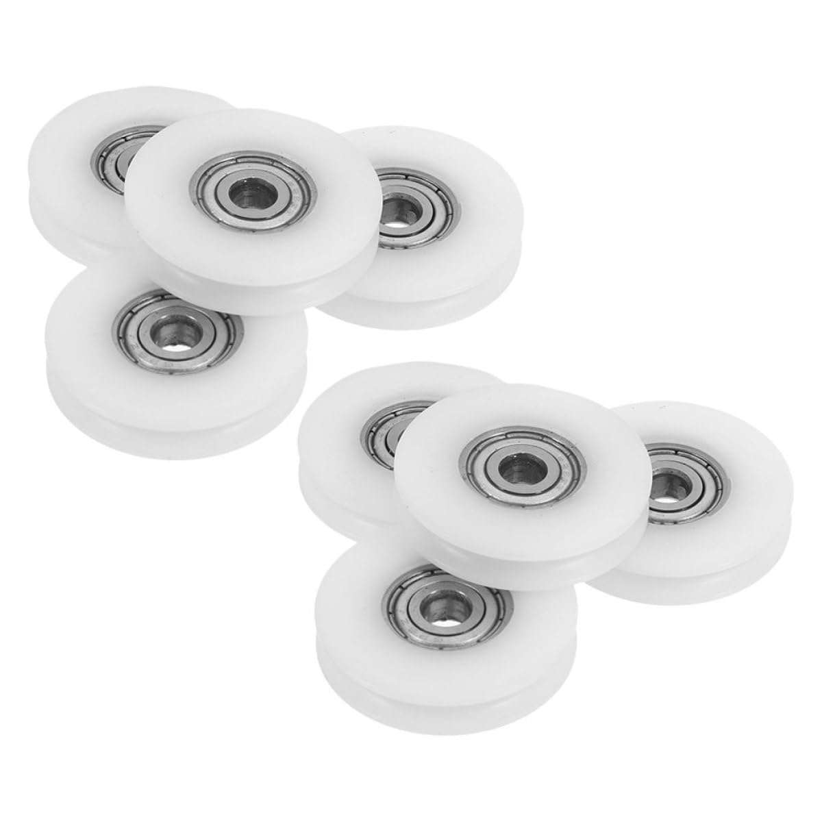 Healeved Lot de 8 Poulies à Gorge en U 5x30x6 Mm avec Roulements à Billes Intégrés, Galets de Guidage en Nylon Résistants, pour Portes Coulissantes et Rails Domestiques, Quincaillerie