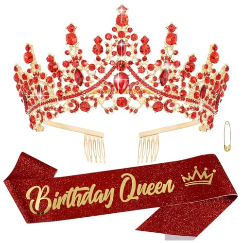 Cumpleaños Corona y Faja, Corona de Cristal Tiara, Sash Birthday