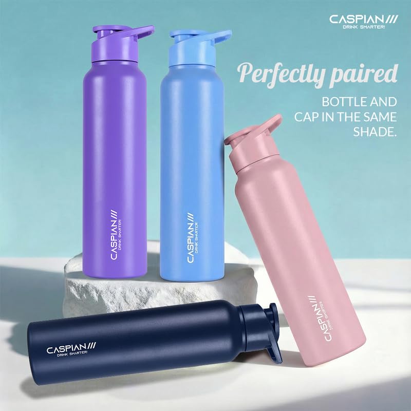 Image of CASPIAN / / / Hike Stainless Steel Customize Sipper Water Bottle Leak Proof Thunder for Fridge Home Office Travel School Kids Boys Girls Adults Sports Gym Yoga (R Purple 1 Litre, Set of 1)