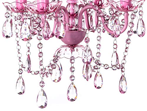Image of The Original Gypsy 4-Light Flush Mount Crystal Chandelier, Pink