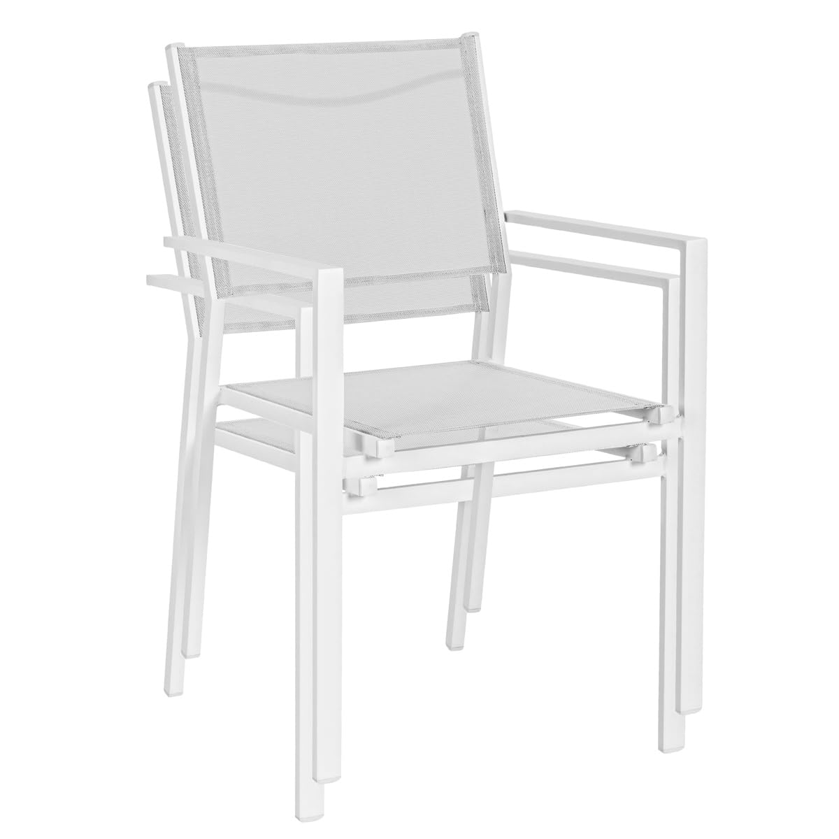 Yellowshop - HILL Set 6 sedie da giardino esterni con braccioli struttura in alluminio e textilene Antracite, Bianco o Coffee (Bianco)