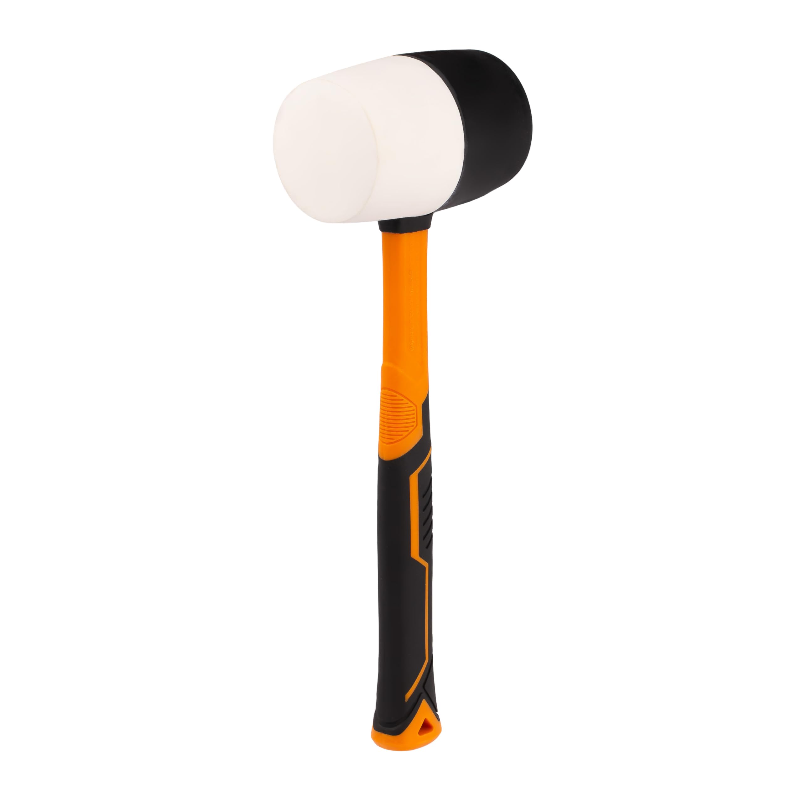 MIVOS Martello in gomma 900 g (32 oz) – Ø 70 mm – Bianco Nero – Martello con manico in fibra di vetro antiscivolo – Martello di montaggio a doppia testa – Martello per pavimentazione con teste morbide