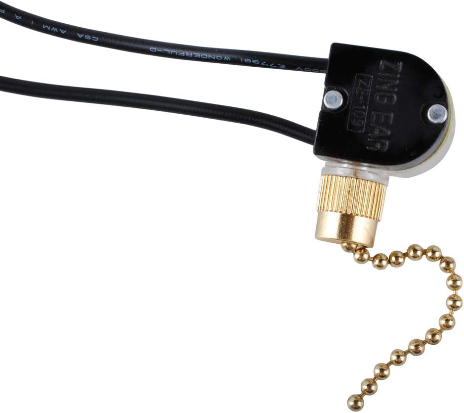 Exclusive Discount 90% Price 7702300 Fan Light Lamp Replacement Pull Chain Switch ZE-109, GSW-31 Electrical Pull Chain Two Wire Switch for Zing Ear Lighted Ceiling Fans 6A 125V 3A 250V by Ketofa