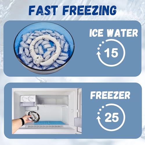 2 Pack Neck Cooling Tube with Insulated Bag - Reusable Ice Ring Neck Cooler Indoor Outdoor - Wearable Cooling Wrap - Relief for Summer and Hot Flashes - Ice Ring Freezes Under 64℉(Cat+Blue)