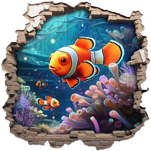 Wandtattoo Wandriss mit Clownfisch Fenster in andere Welt Portal Schiffsfenster Kinderzimmer Wandaufkleber (30x30cm Clownfisch) Wandtattoo Wandriss mit Clownfisch Fenster in andere Welt Portal Schiffsfenster Kinderzimmer Wandaufkleber (30x30cm Clownfisch)