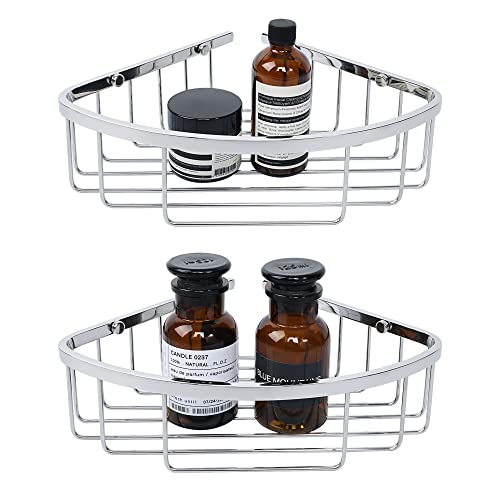 SAYAYO 2 Pack Corner Shower Caddy Shower Basket Organiser SUS304 Stainless Steel Chromed Corner Shelf Storage Wall Mounted for Bathroom Kitchen 185mm*275mm